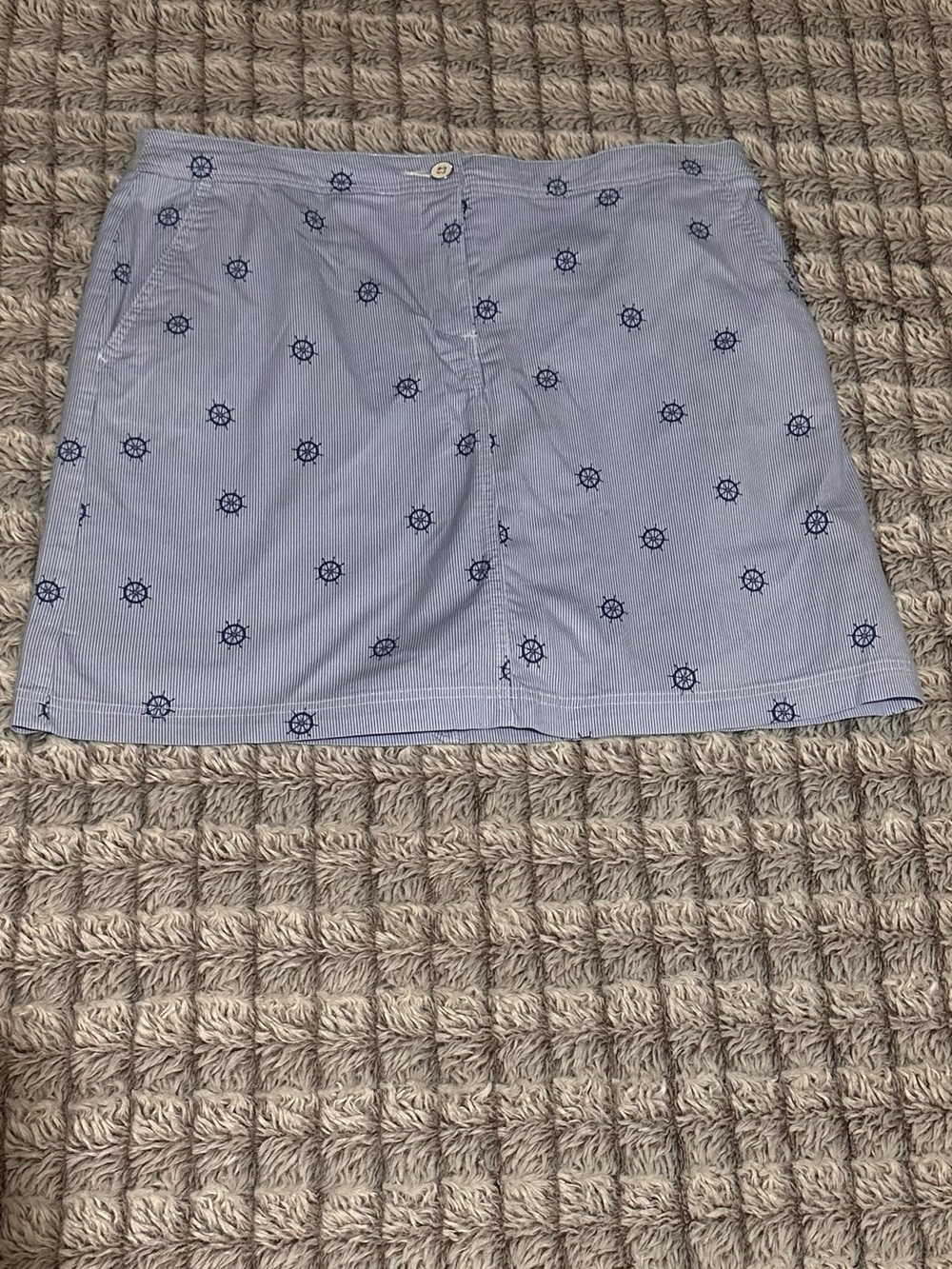 Karen Scott Blue & White Seersucker Striped Nautical Skorts Size 14